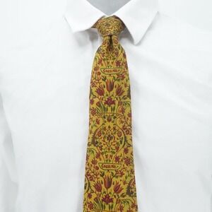 Salvatore Ferragamo Tie Mens Gold Floral Silk Made in Italy Luxury designer